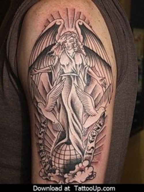 Fallen Angel Tattoo On Half Sleeve For Men